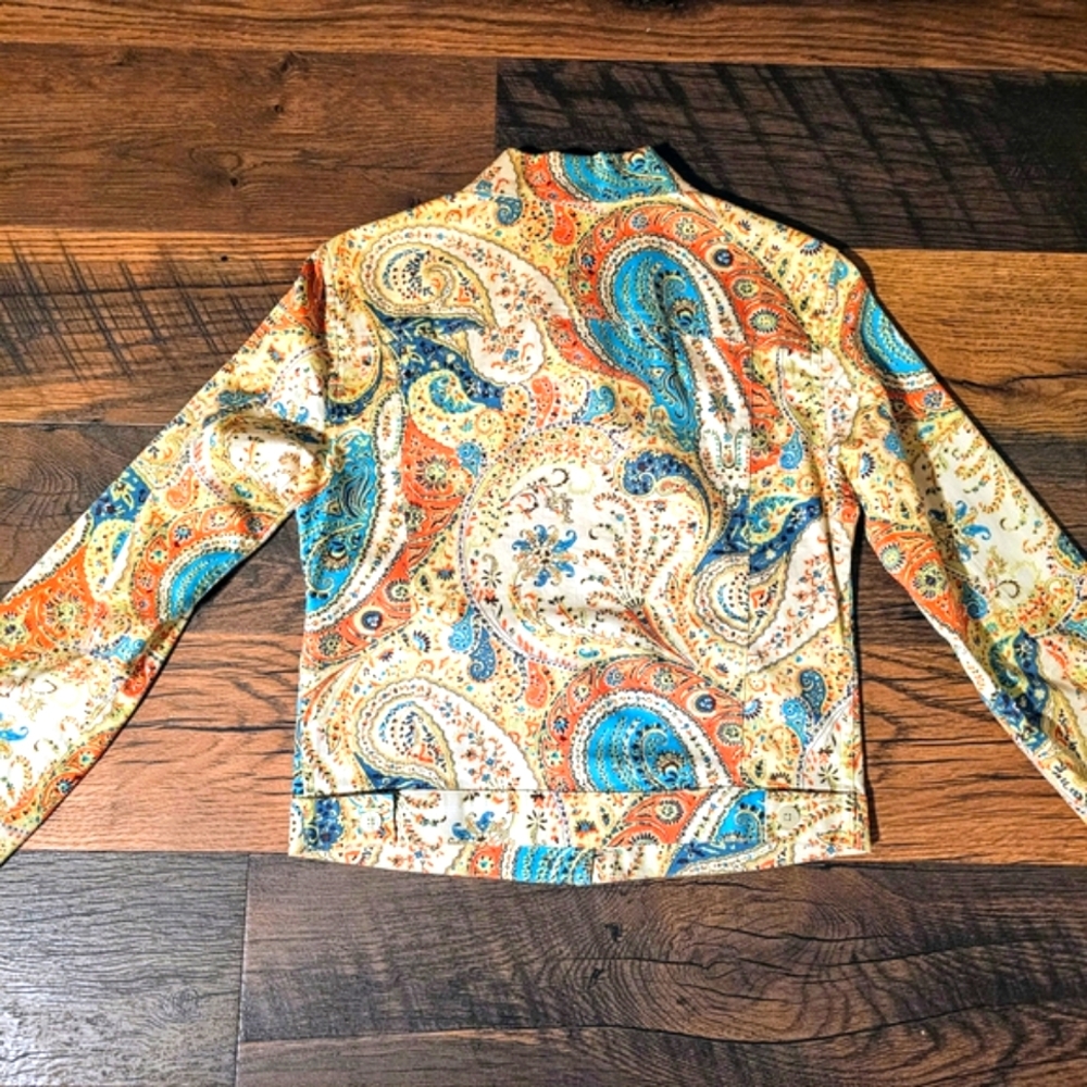 Peck & Peck Colorful Jean Jacket with Paisley Print - Picture 4 of 6
